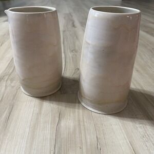 Alissa Goss Pottery Lot Of 2 Vase Jar Pitcher - Honey Glaze Fast Shipping